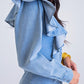 DENIM RUFFLE BUTTON MINI DRESS