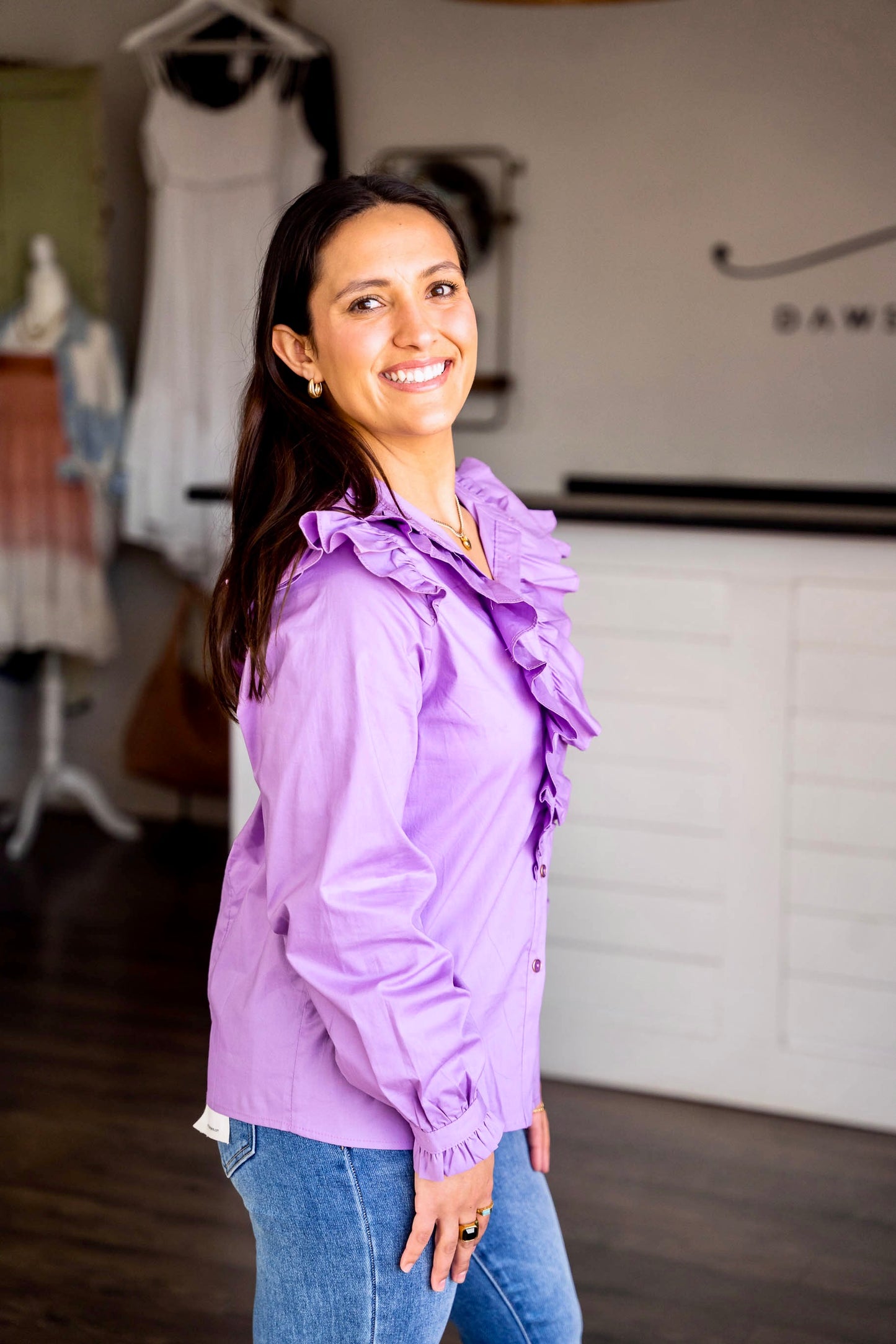 BROOKE PURPLE POPLIN TOP