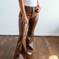 women's brown leather pant