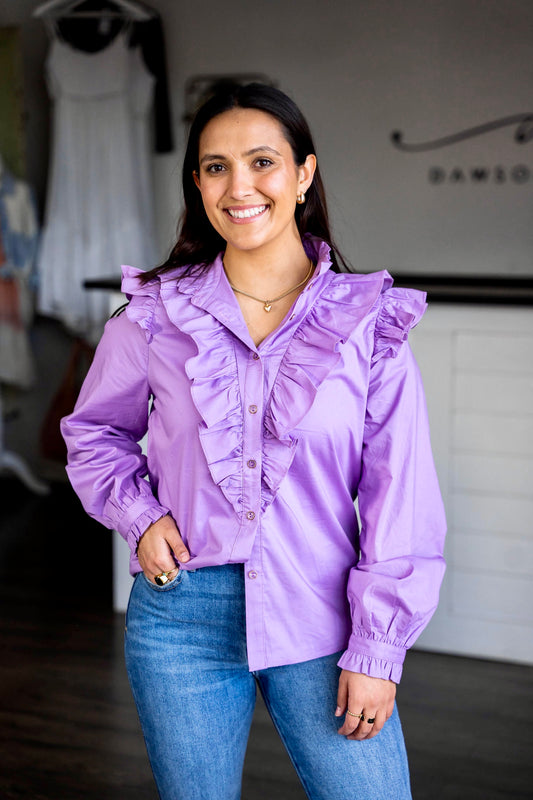 BROOKE PURPLE POPLIN TOP