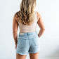 women's light blue denim short