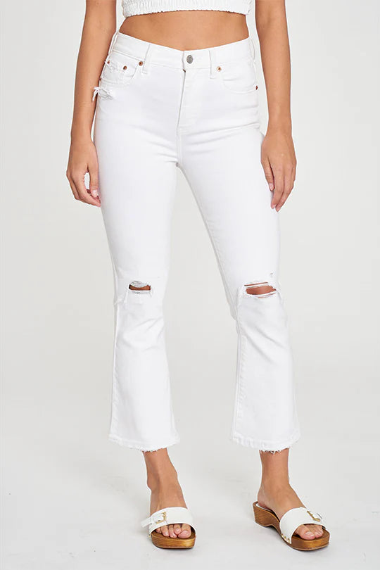 DAZE SHY GIRL HIGHT RISE CROP FLAIRE DENIM - WHITE