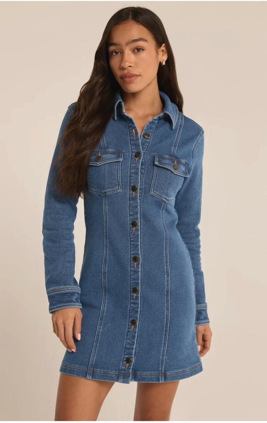 CANDICE KNIT DENIM DRESS