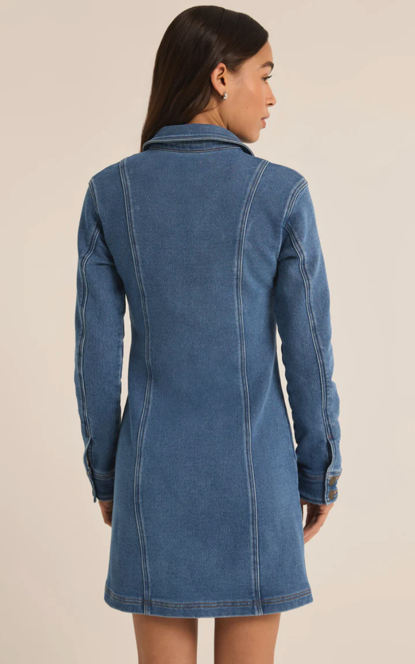 CANDICE KNIT DENIM DRESS