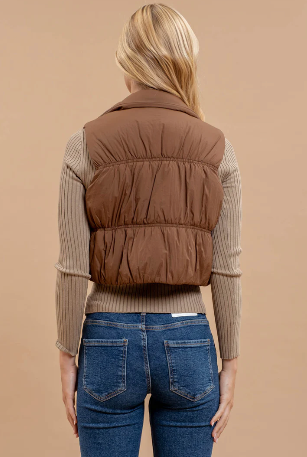 PUFFER VEST|BROWN