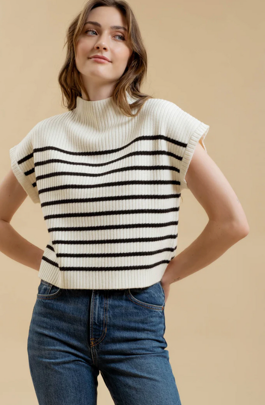 STRIPE FUNNEL SWEATER