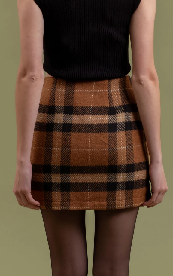 PLAID MINI SKIRT|BROWN