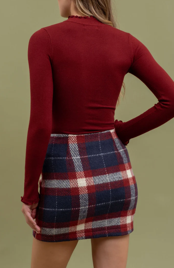 PLAID MINI SKIRT|BROWN