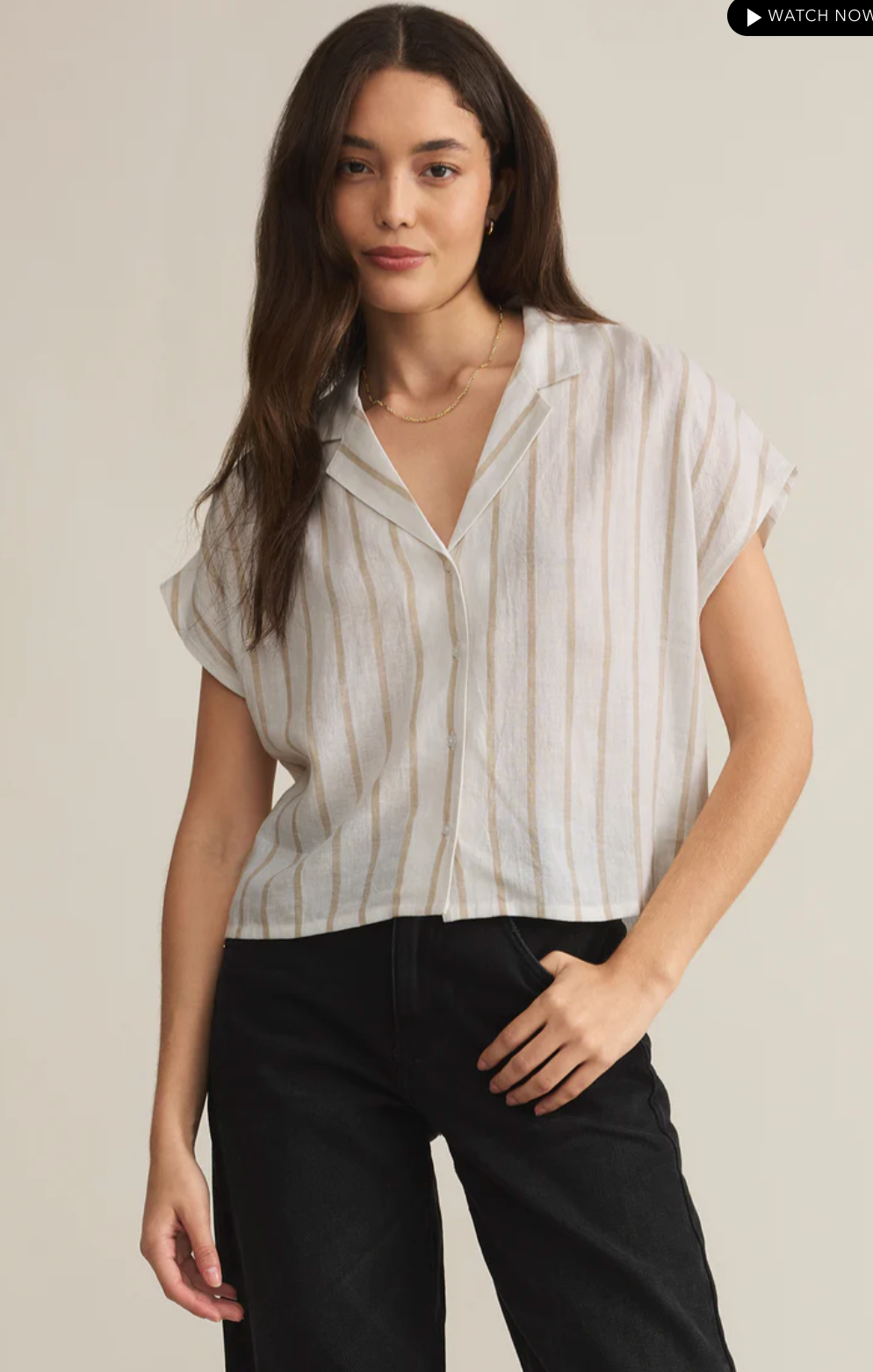 ZSUPPLY PARALLEL STRIPED LINEN TOP