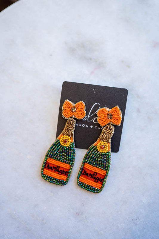 ORANGE CHAMPAGNE BEADED EARRINGS