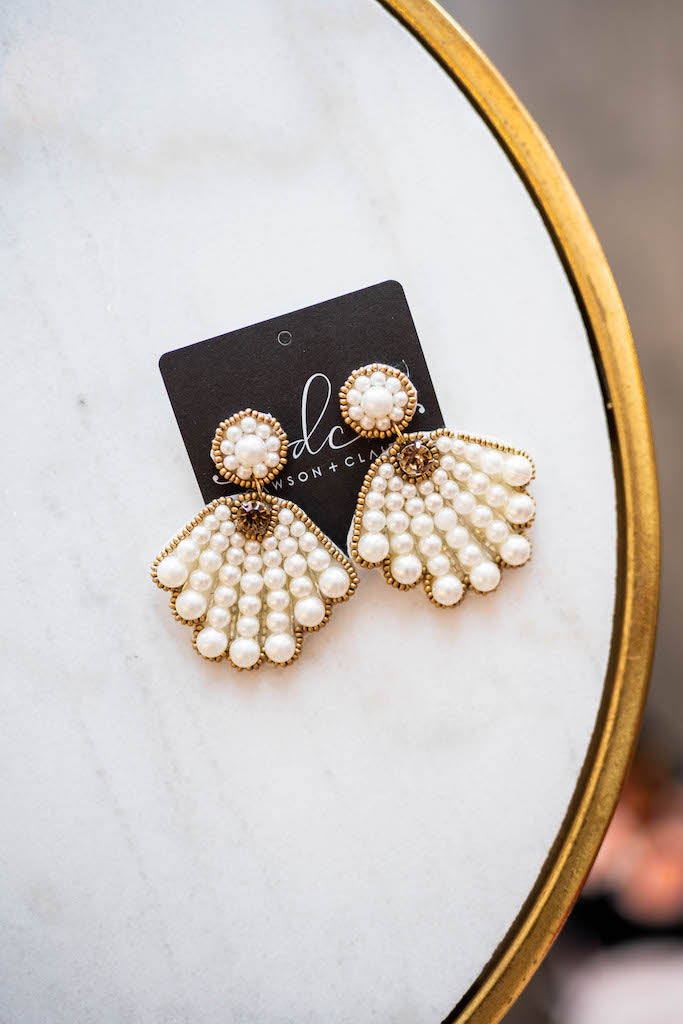 JEWELED PEARL BEADED EARRING