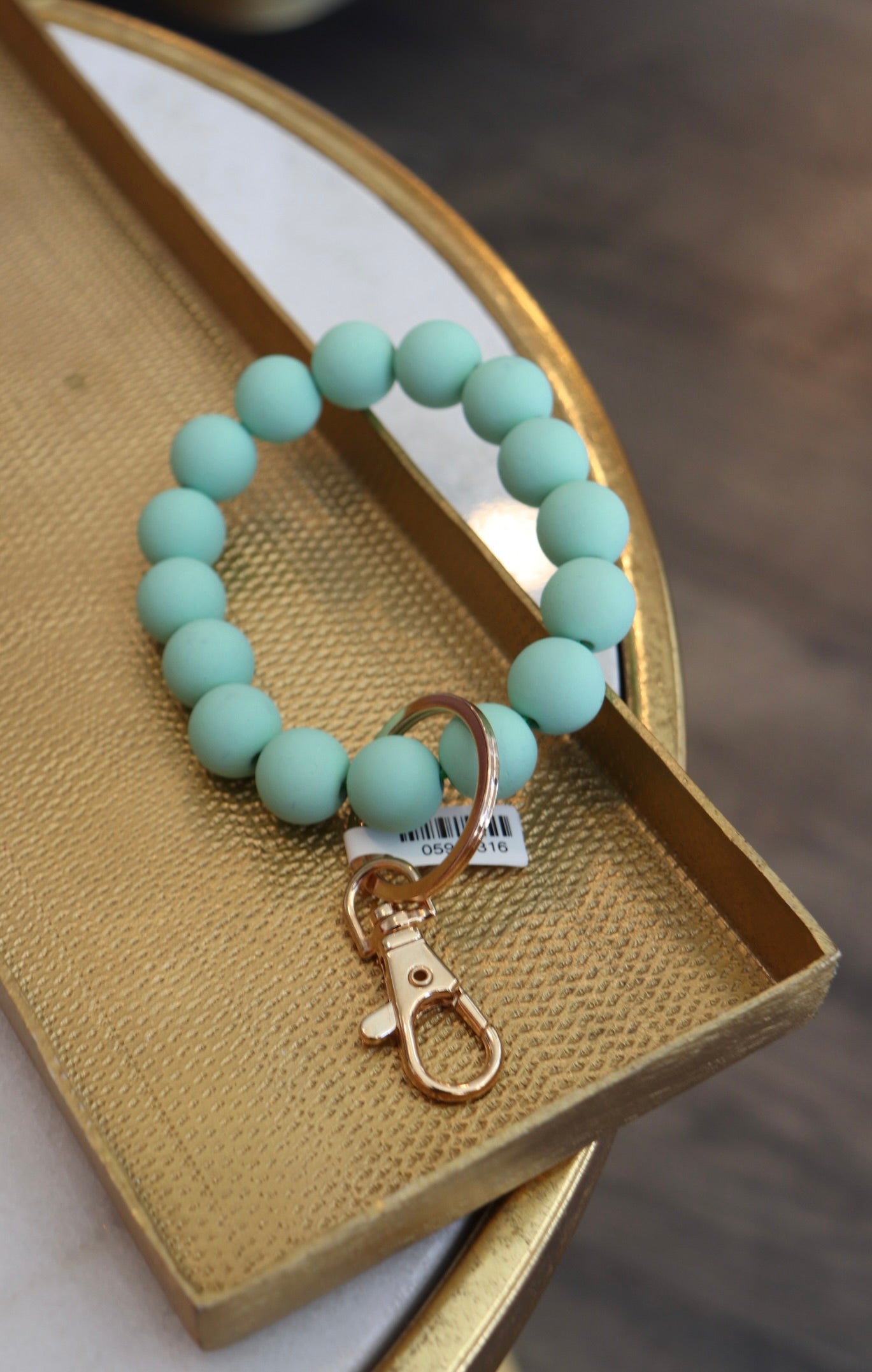 aqua beaded key ring