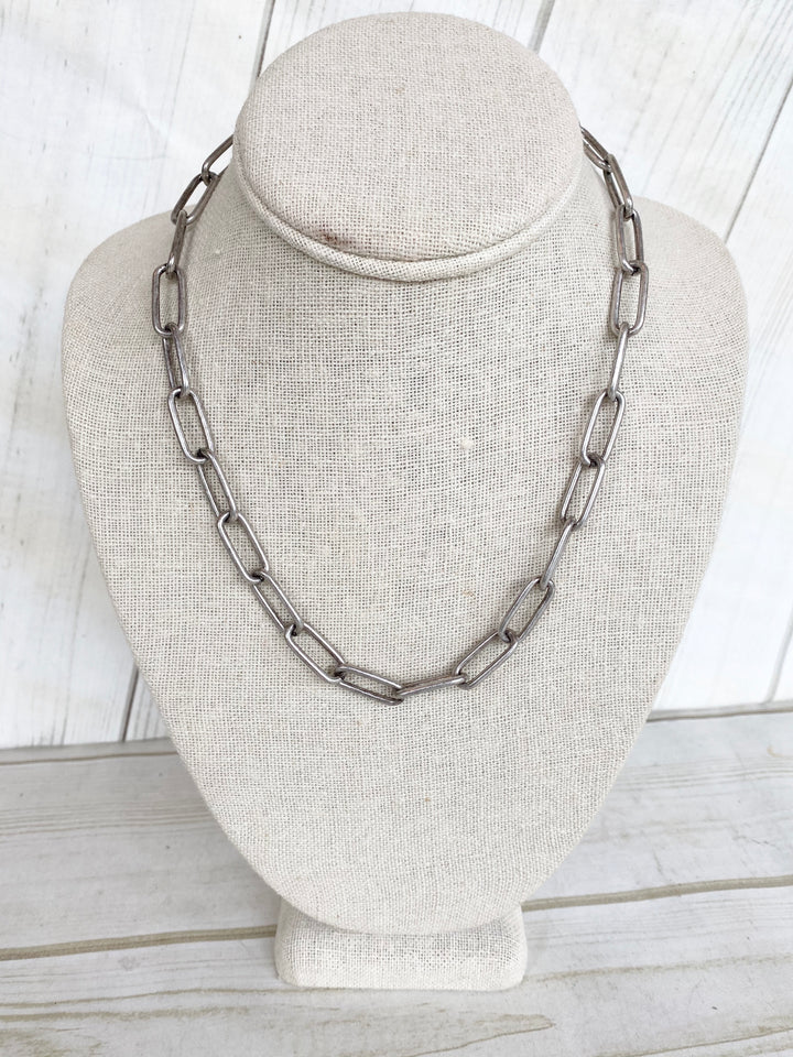 chunky silver layering necklace